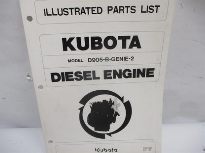 Illustrated Parts List Manual for Kubota D905-B-Genie-2 Engines