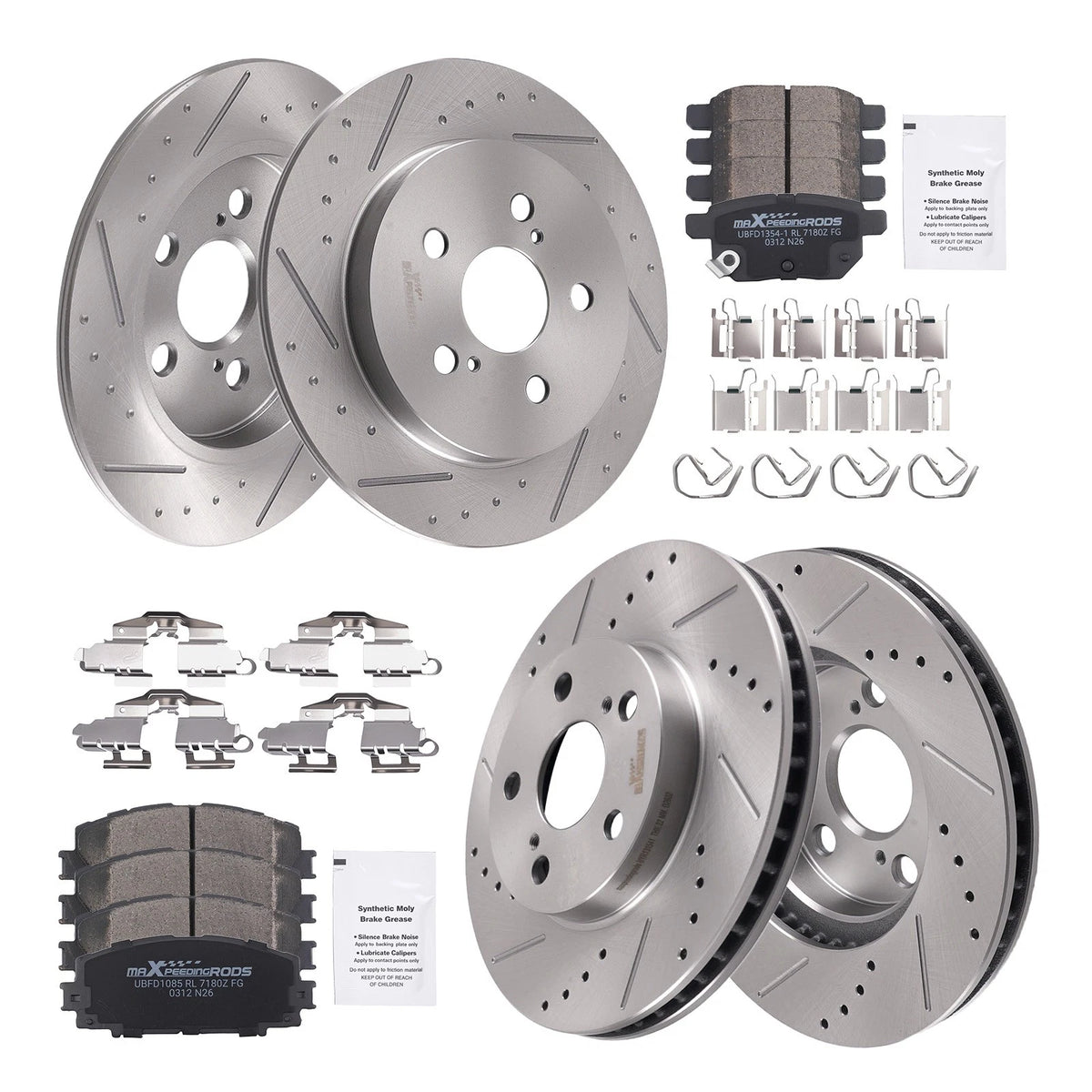 Brake Rotors and Pads Kit for Lexus CT200h (2011–2017), Toyota Prius (2012)