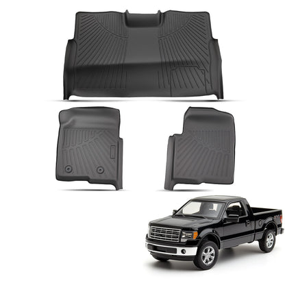 Set of 3 TPE Carpet Floor Mats Liner for Ford F-150 SuperCrew Cab (2010–2014)