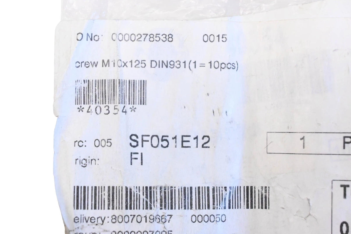 Screw M10x125 for Aftermarket 40354, 278538