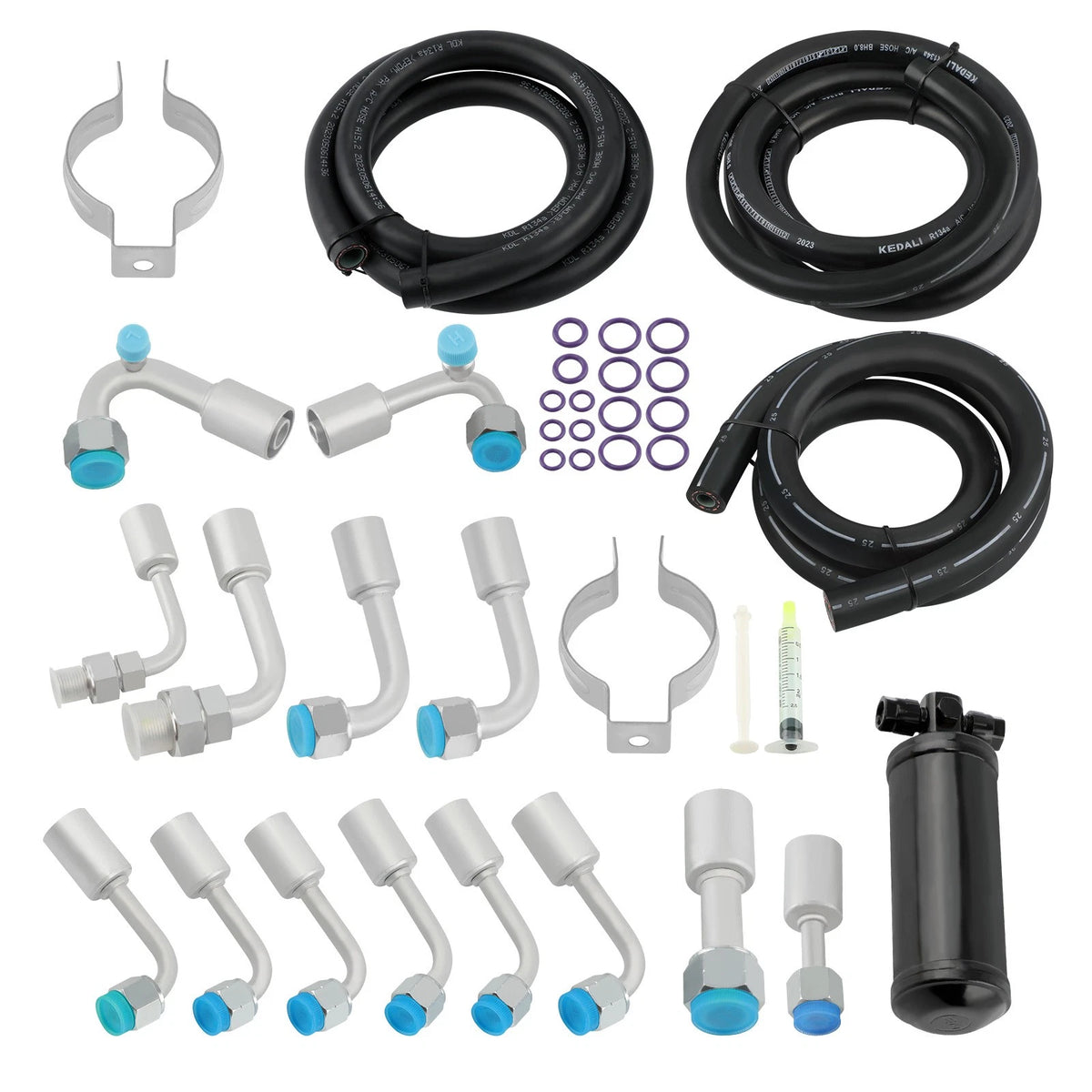 A/C Hose Kit for Universal 134a (R-Ring & Fittings, Drier & Connector)