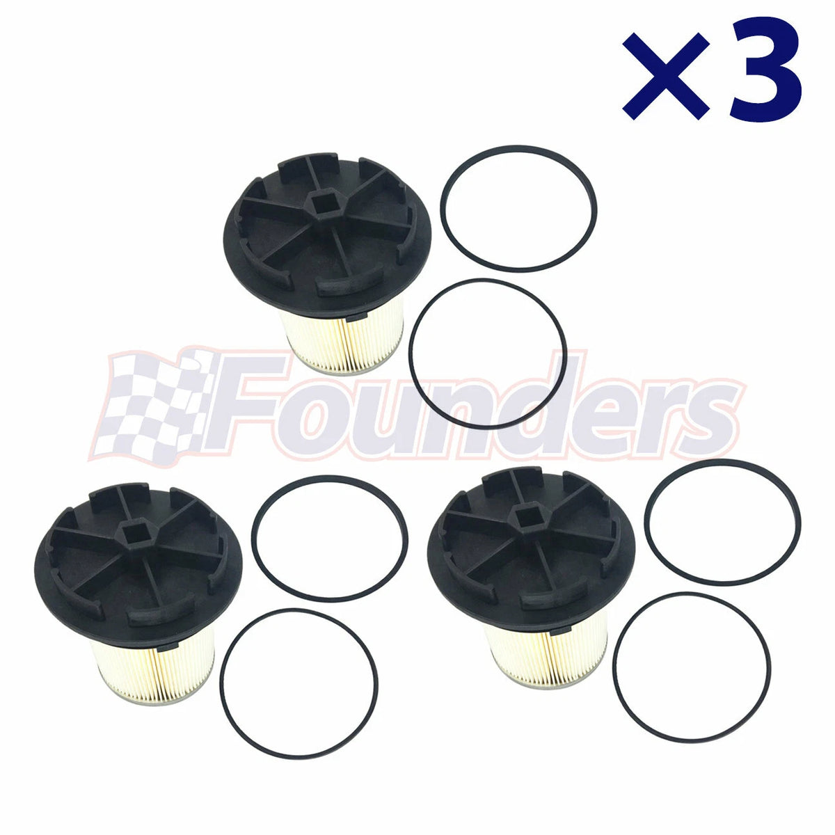 3X Fuel Filter & Caps for Ford F250 F350 F450 Econoline 7.3L Turbo Diesel
