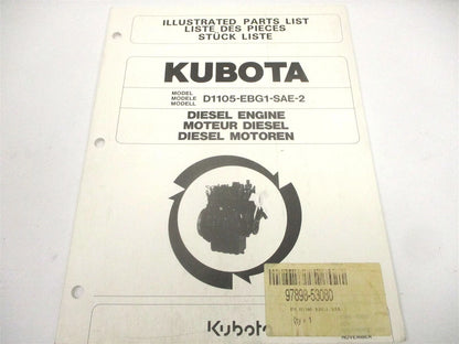 Illustrated Parts List Manual for Kubota D1105-EBG1-SAE-2 Engine (N/A)