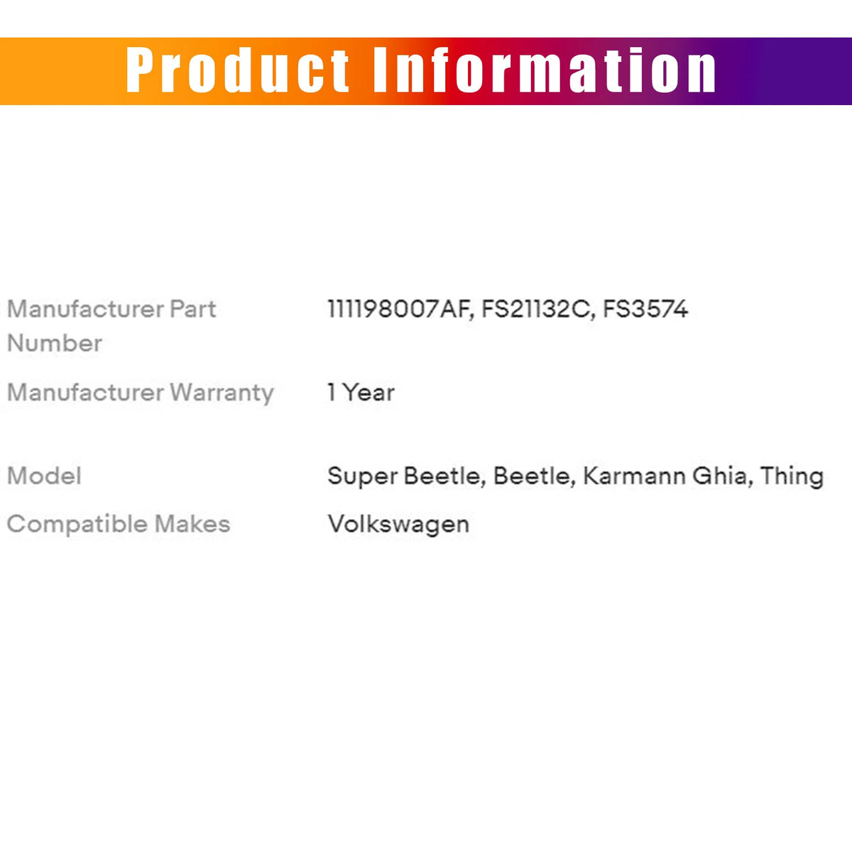 Complete Engine Gasket Set for Volkswagen Super Beetle (1968–1979)