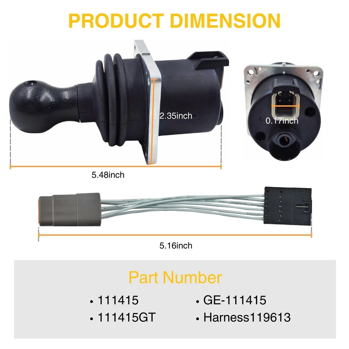 Single Axis Joystick Controller 111415, 111415GT for Genie S-100, S-105, S-120, S-125 (2000–2023)
