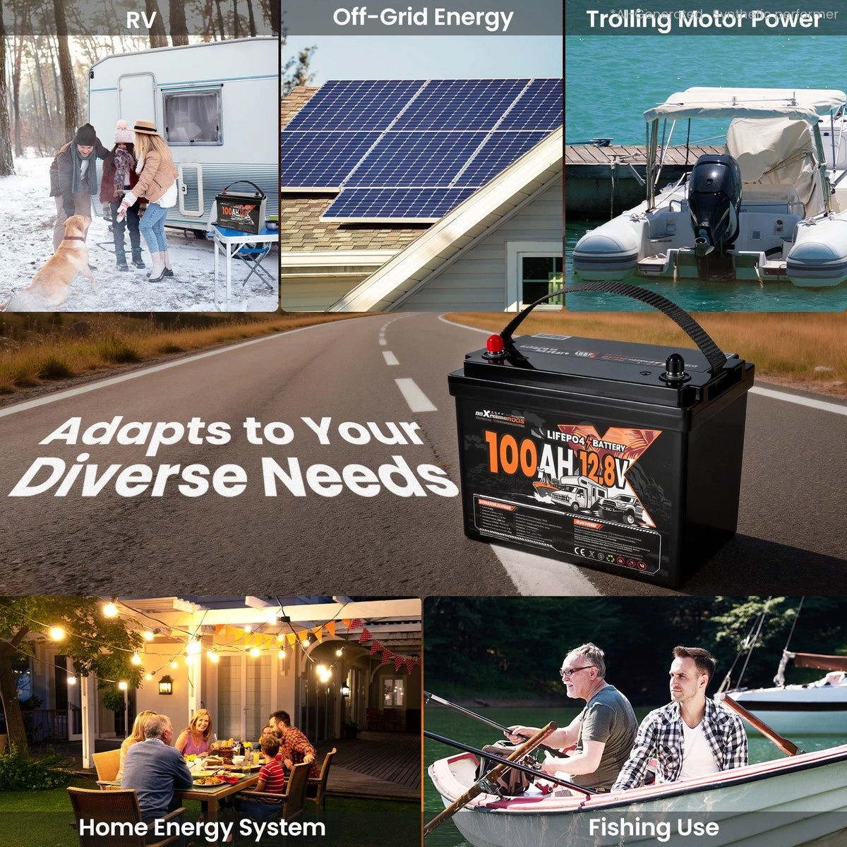 12V 100Ah LiFePO4 Deep Cycle RV Battery with Low Temp Protection BMS
