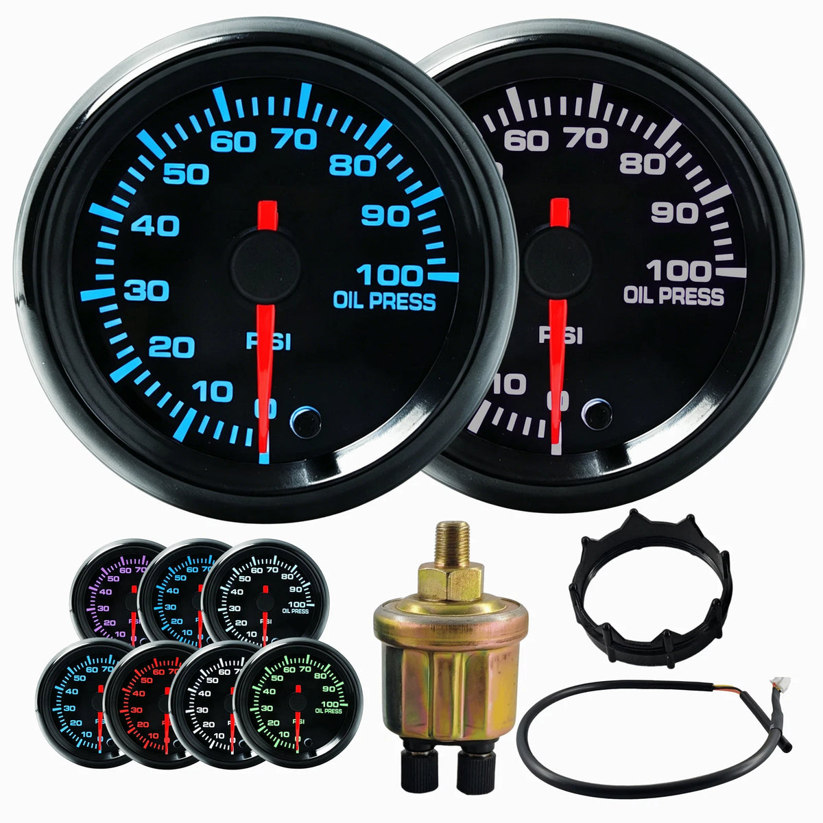 2" Electronic Digital LED Oil Pressure Meter Kit for Universal Applications (0-100 PSI)