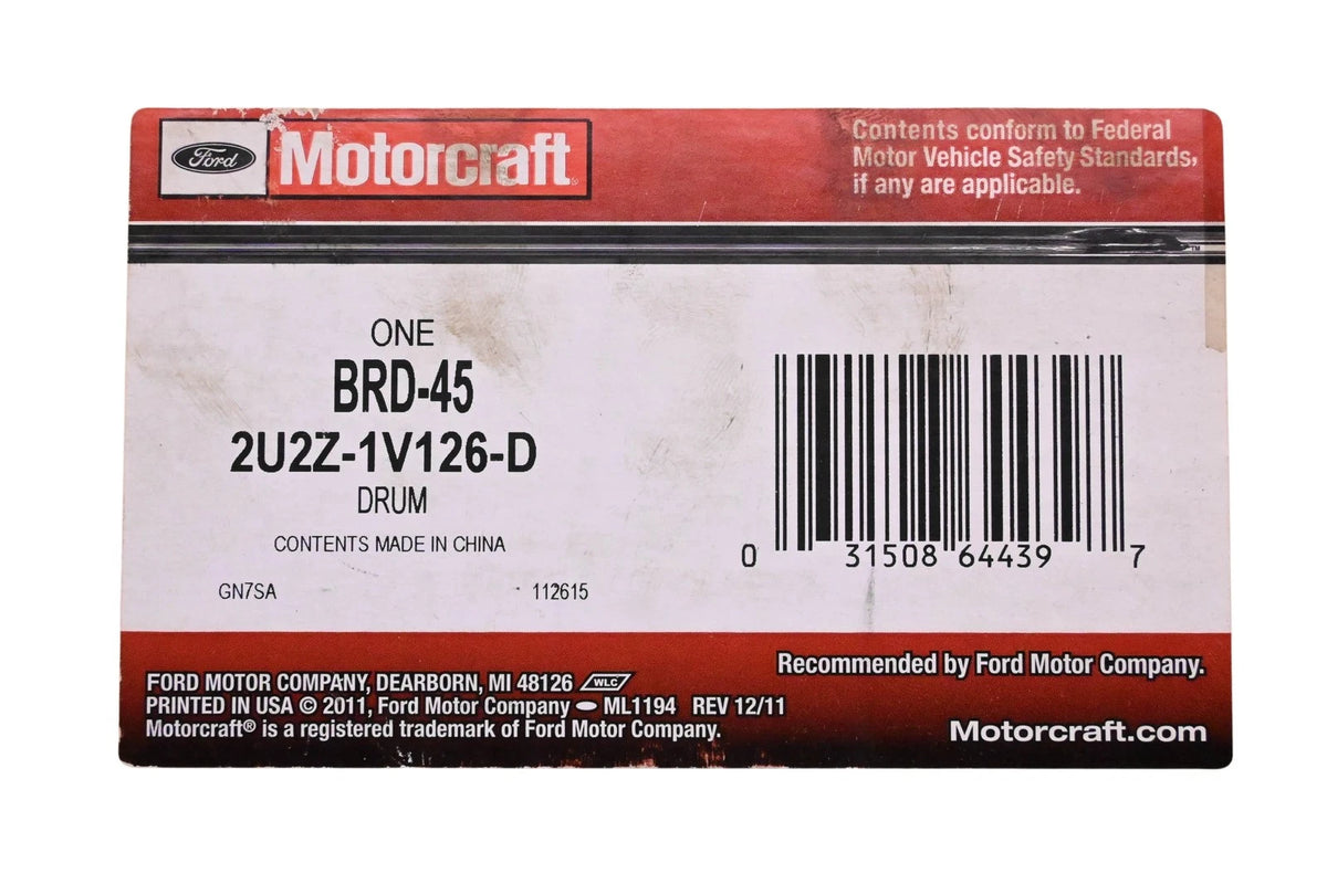 Rear Brake Drum Assembly for Motorcraft (BRD-45, 2U2Z-1V126-D)