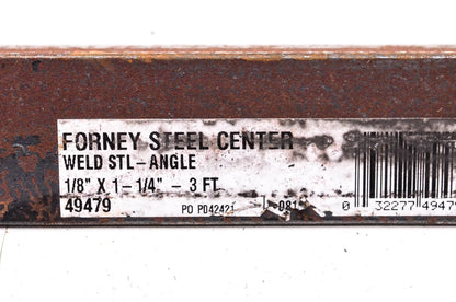 1 1/4" x 1 1/4" x 1/8" x 3' Mild Carbon Steel Alloy for Forney 49479