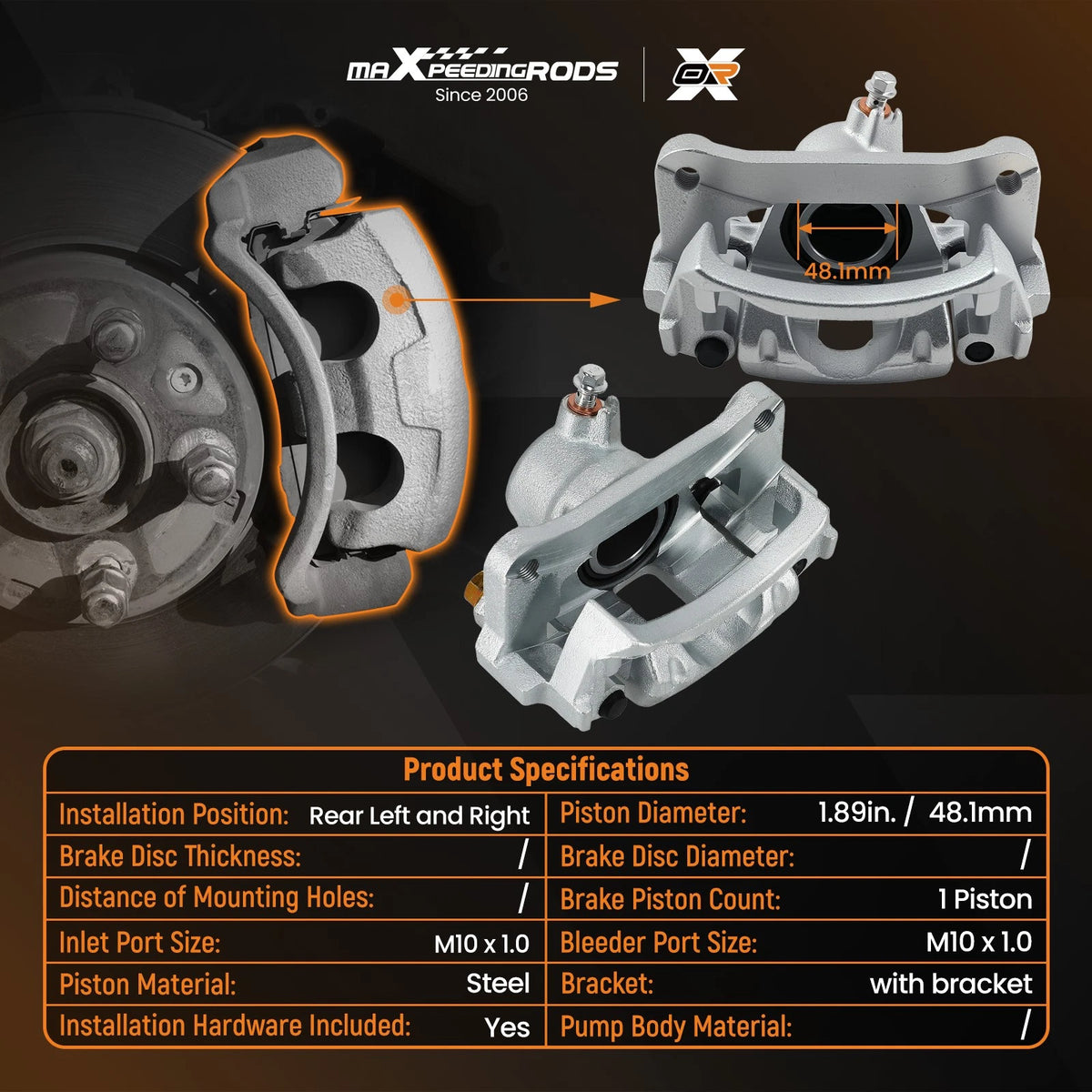 Rear Brake Caliper Pair for Toyota Sequoia 2001-2007, 4Runner 2001-2023 18FR136