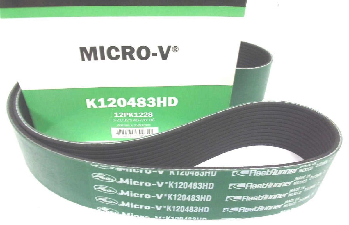 Gates Serpentine Heavy Duty Micro-V Belt for (12PK1228, K120483HD)
