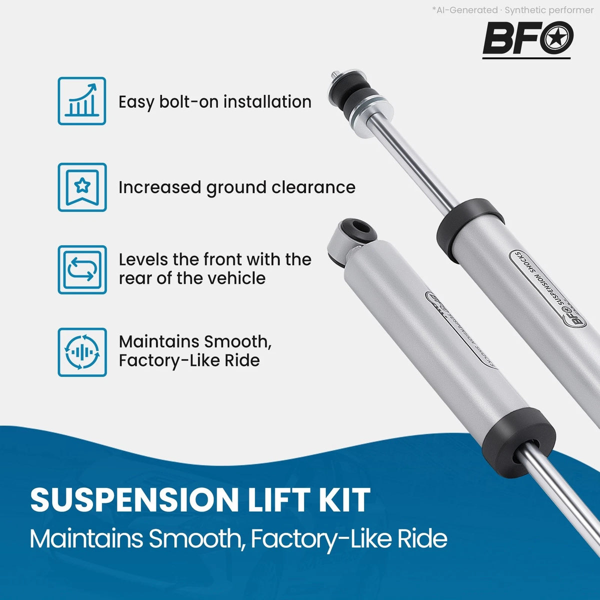 2.5" Front 1" Rear Leveling Lift Kit for F-150 4WD (1997–2003) Blocks & Shocks