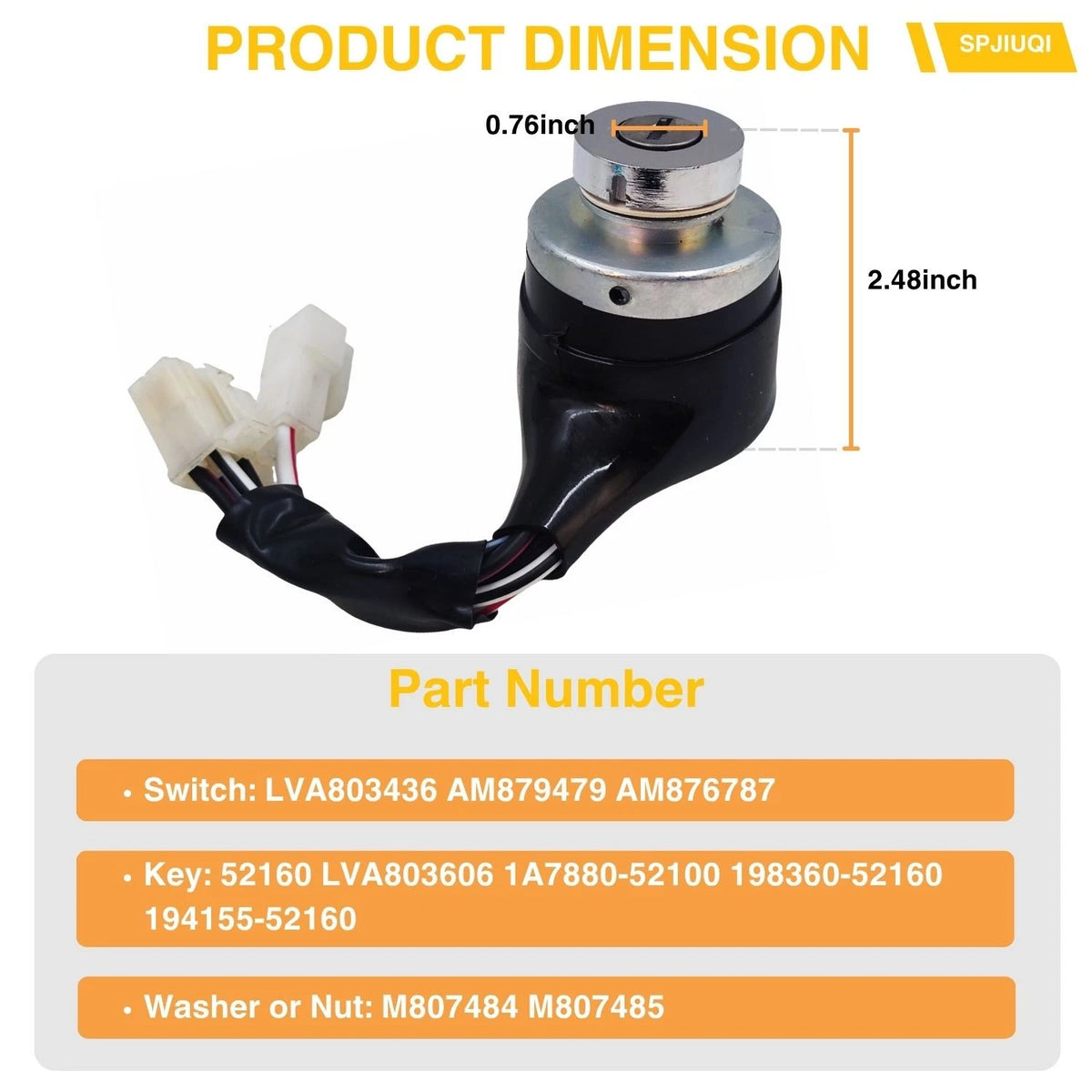 Ignition Switch for John Deere 2025R 2032R 2210 2305 (LVA803436 AM879479 AM876787)