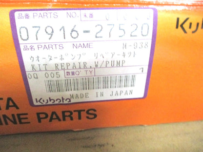 Water Pump Repair Kit for Kubota D3000 D3200 Y4000 Y4300T (07916-27520)
