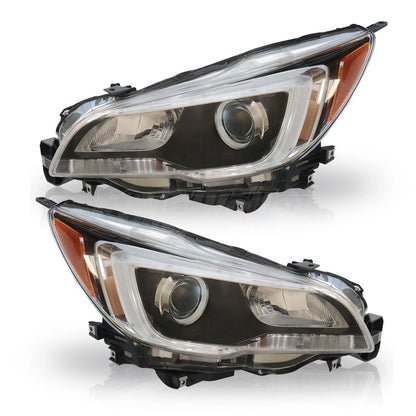 Halogen Headlight Set for Subaru Legacy Outback (2015–2017) LH & RH Black Interior
