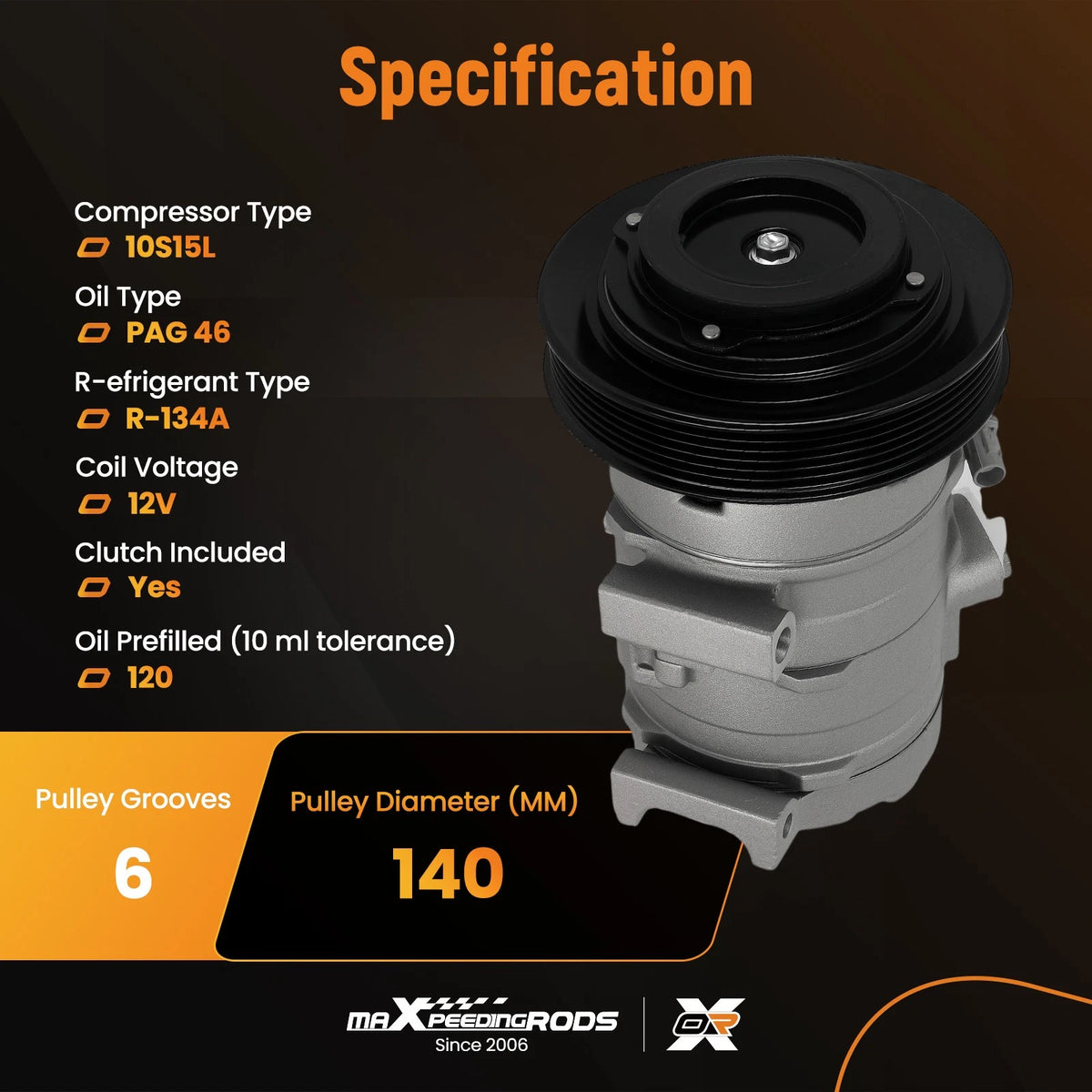 A/C Compressor for Toyota Corolla / Matrix 1.8L (2003–2008)