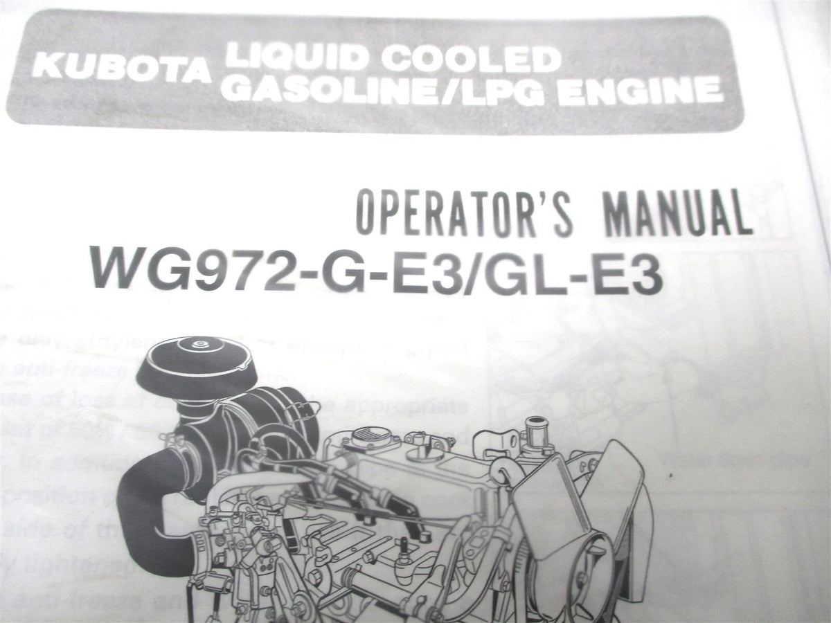 Operators Manual for Kubota WG972-G-E3 & GL-E3