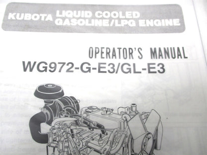 Operators Manual for Kubota WG972-G-E3 & GL-E3