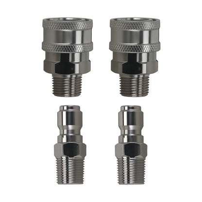 Set of 4 3/8" NPT Pressure Washer Quick Connector Adapters for Hose Pump Wand