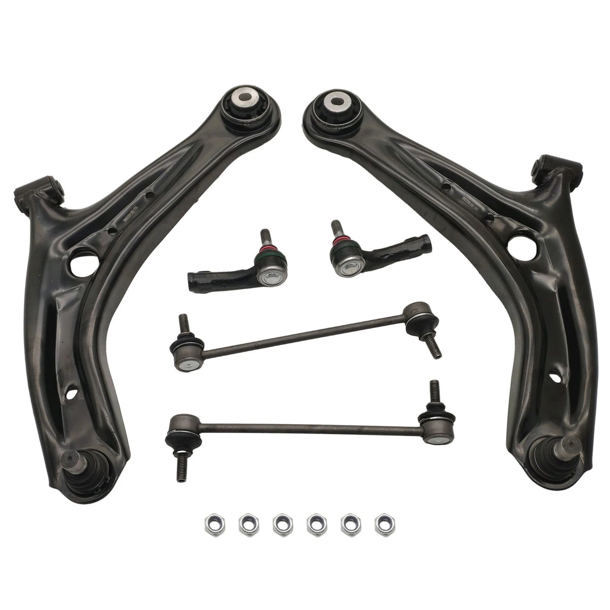 6PCS Steering Kit Control Arms Tie Rods Sway Bar Links for Ford Fiesta (2011–2019)