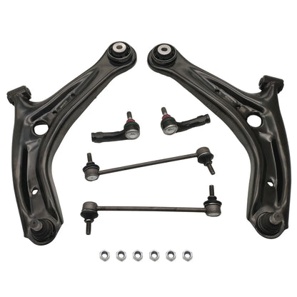 6PCS Steering Kit Control Arms Tie Rods Sway Bar Links for Ford Fiesta (2011–2019)