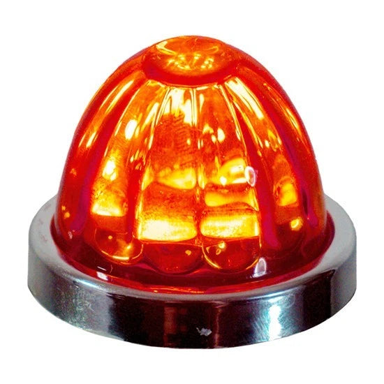 1-1/2" Glass Watermelon Red LED Light with Bezel for Universal Fit
