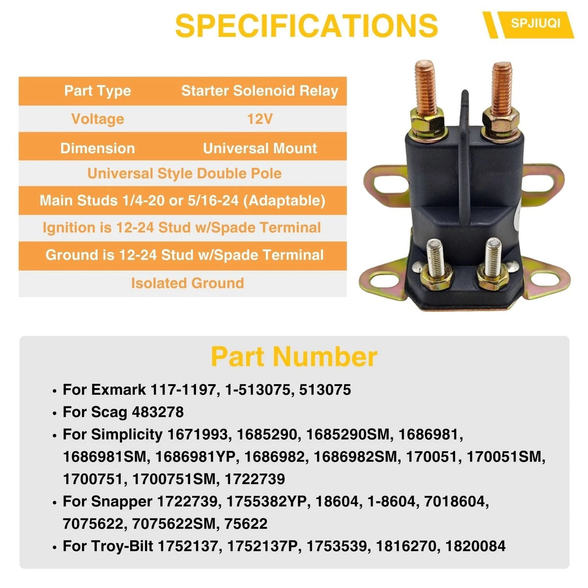 Starter Relay Solenoid AM130365 for John Deere L100 L110 L118 L120 L130 GX85 (2001–2009)