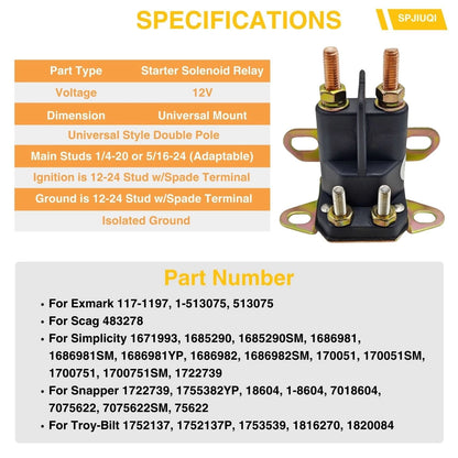Starter Relay Solenoid AM130365 for John Deere L100 L110 L118 L120 L130 GX85 (2001–2009)