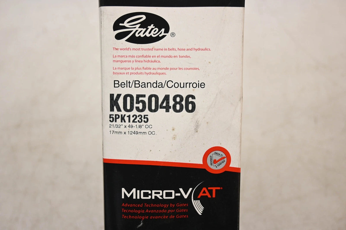 Gates K050486, 5PK1235 Micro-V Serpentine Belt for Automotive