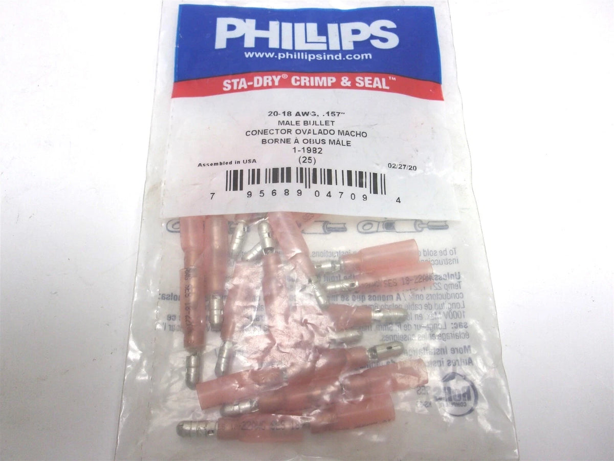 Set of 25 Phillips Sta-Dry Bullet Connector 22-18 Gauge Red Male