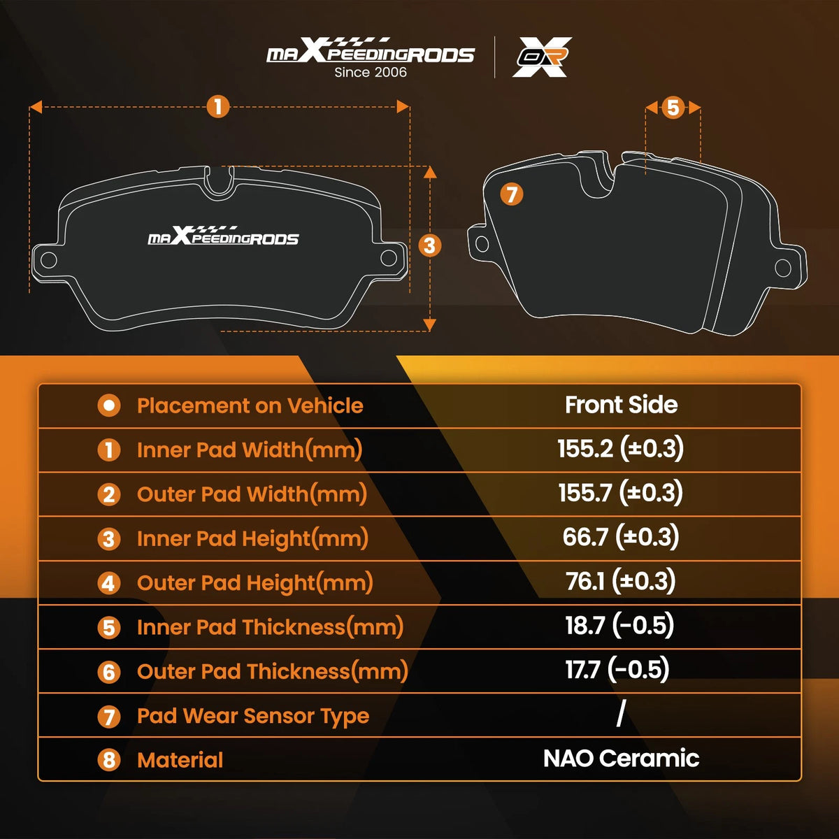 Set of 4 Front Ceramic Brake Pads for Ford Fusion Lincoln MKZ (2013–2020) P1653