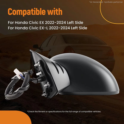 Driver Side Power Mirror for Honda Civic EX (2022–2024) Heated HO1320351 76258T20A21