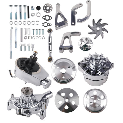 Chrome Small Block Kit for Chevrolet (w/ Long Water Pump, Alternator, PS Pump)