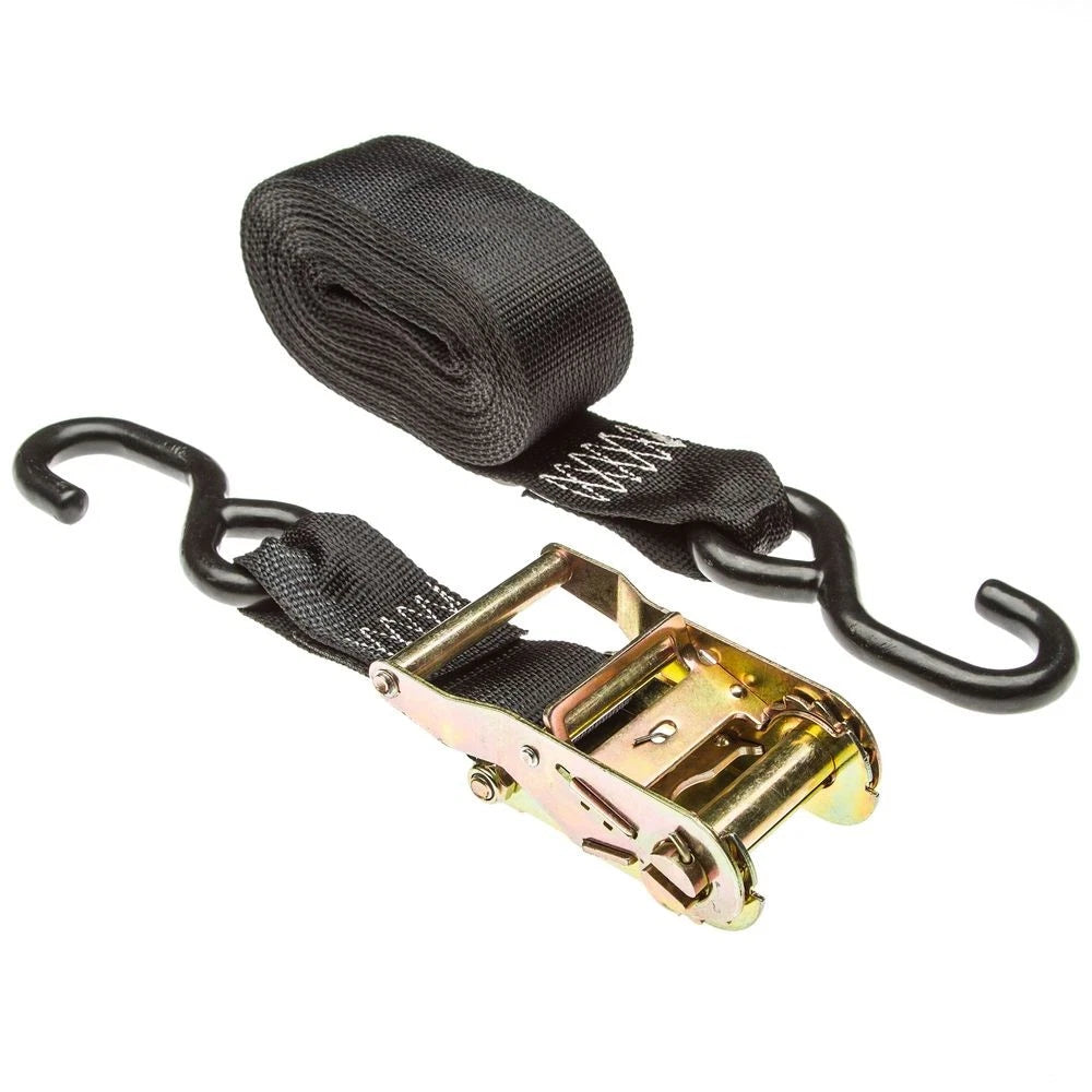 2-Pack Ratchet Strap Tie Downs 2" x 18' with S-Hooks 1000lb Working Load