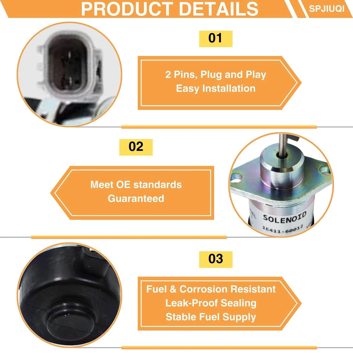 12V Fuel Shut Off Solenoid Valve for Kubota D902 Z482 (PS41CZ318)