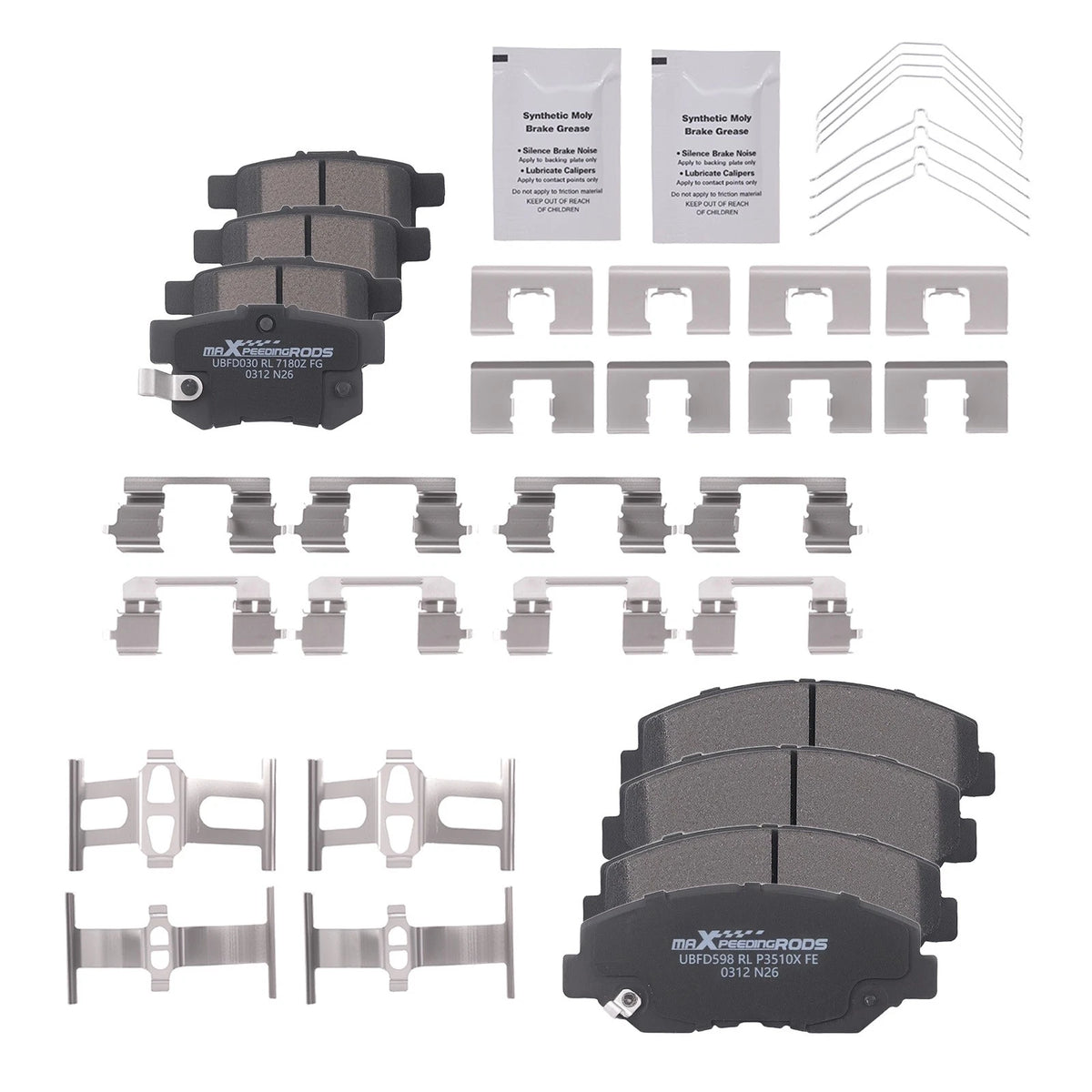 Set of 4 Front Rear Brake Pads for Honda Accord (2003–2007) Acura ILX (2013–2015)