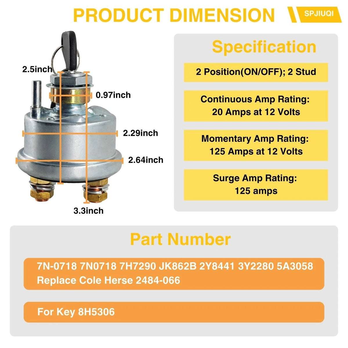 2Y8441 Battery Disconnect Switch for Caterpillar CAT Engines (3013–3406)