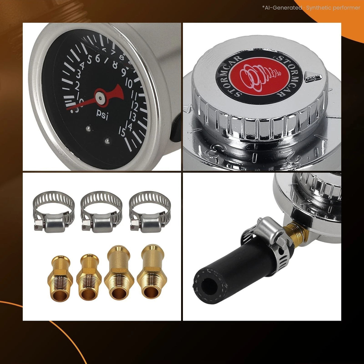 Universal Adjustable Fuel Pressure Regulator Gauge Kit for Carb Engines (1-5 PSI)