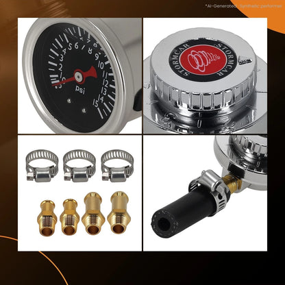 Universal Adjustable Fuel Pressure Regulator Gauge Kit for Carb Engines (1-5 PSI)