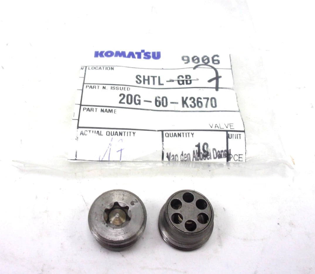 Set of 2 OEM Komatsu Valve for PW150ES PW170ES (20G-60-K3670)
