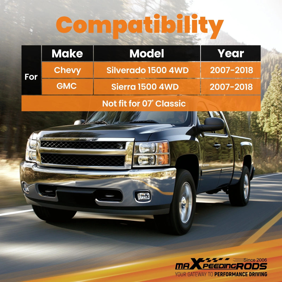Traction Bar for Chevy Silverado 1500 GMC Sierra 1500 4x4 (2007–2018) 0-7.5" Lift