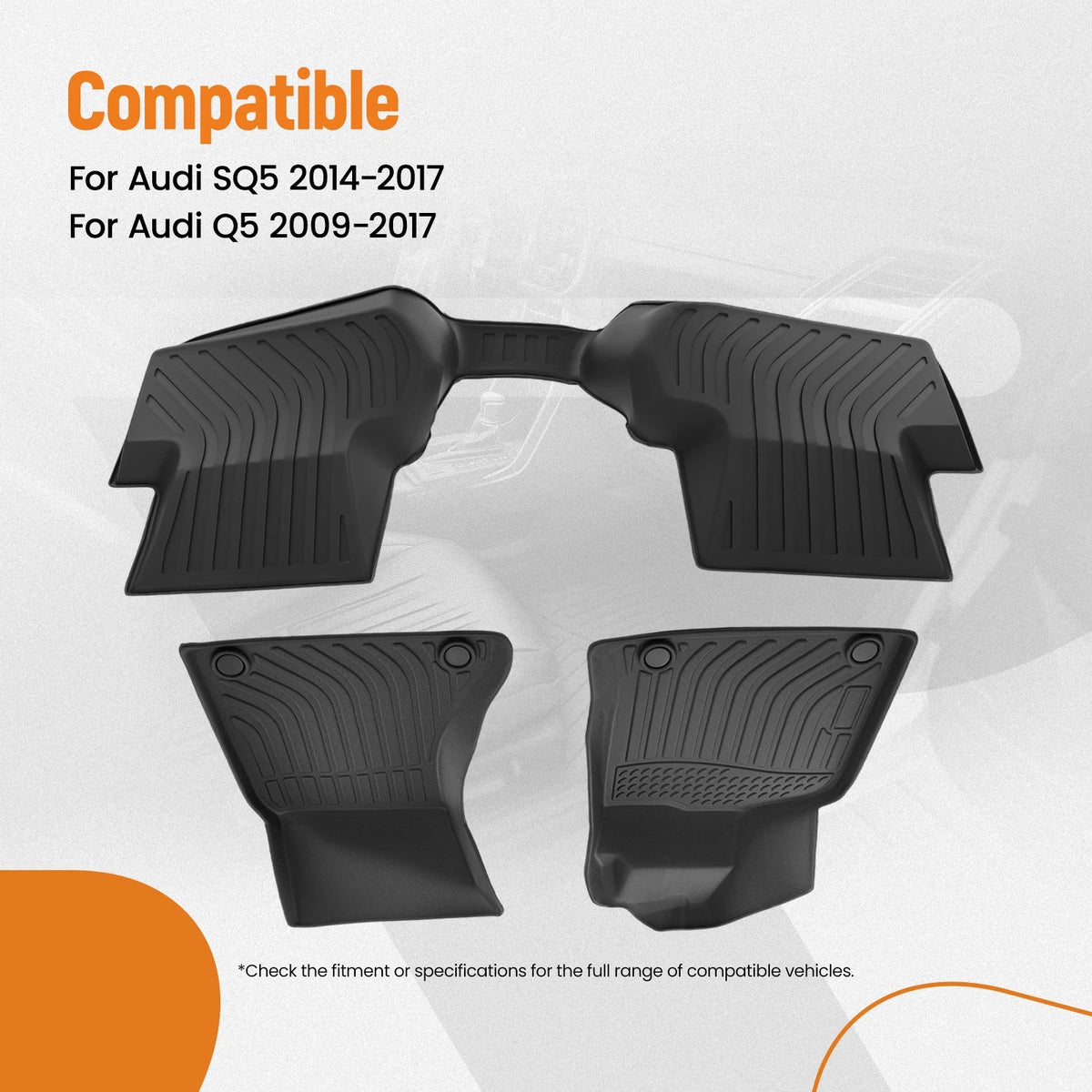 All Weather Waterproof Carpet Floor Mats for Audi Q5/SQ5 (2009–2017) TPE Black