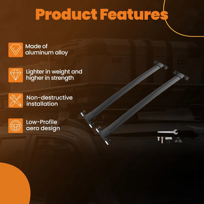 Cross Bars Aluminum Roof Rack for Toyota 4Runner (2010–2019) Black 45KG