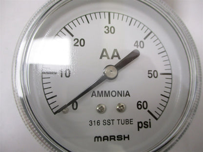 W0160 Ammonia Pressure Gauge for (2.5", 60-PSI, 1/4" NPT)
