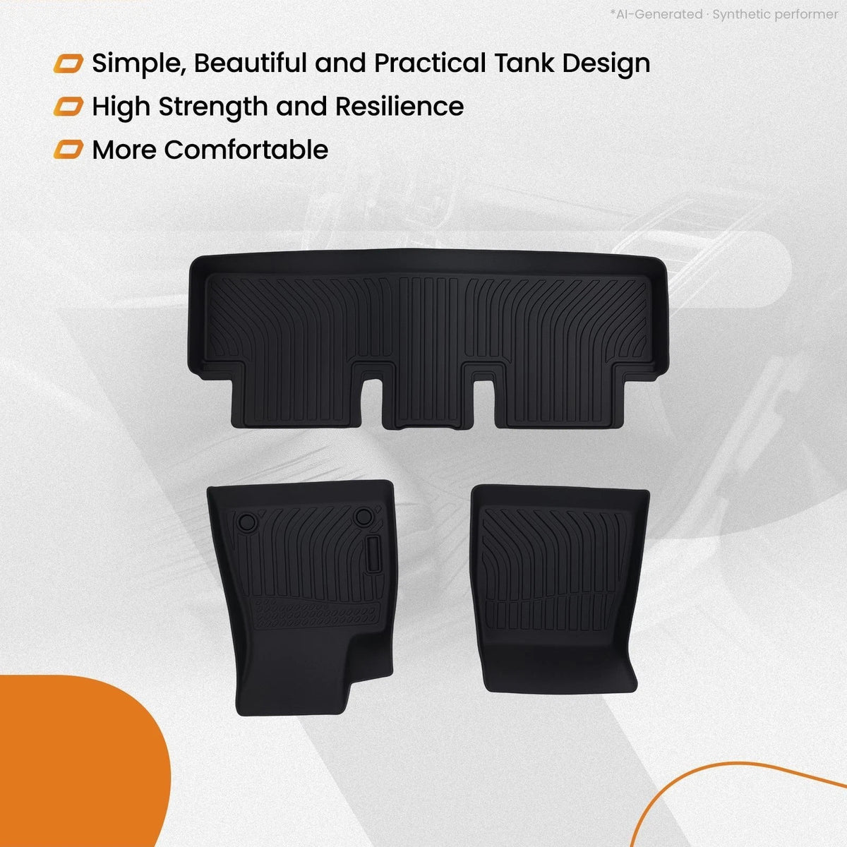 All Weather Floor Mats for Tesla Model 3 (2017–2023) Waterproof Black