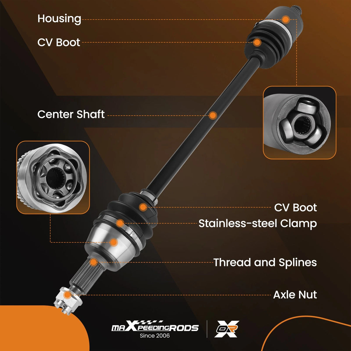 Set of 2 CV Joint Axles for Polaris Ranger 1000 XP (2017–2020)