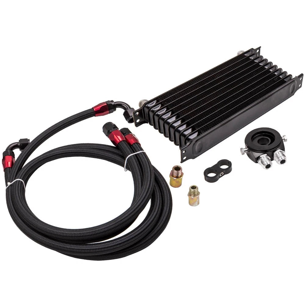 AN10 Thermostat Adapter Kit for Engine Oil Cooler with 2 Oil Lines