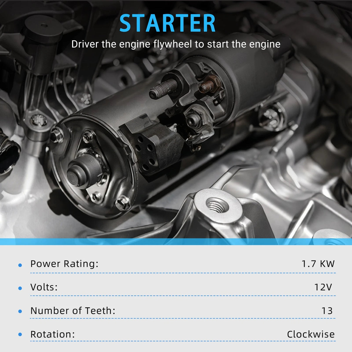 Starter for Nissan Altima Pathfinder Murano Infiniti QX60 3.5L (2013–2023)