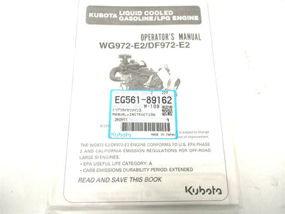 Instruction Manual for Kubota WG972-E2 & DF972-E2 (Genuine)
