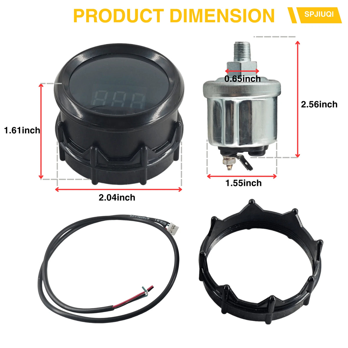 52mm Electronic Oil Pressure Gauge with Sensor for Universal Applications (0-100 PSI)